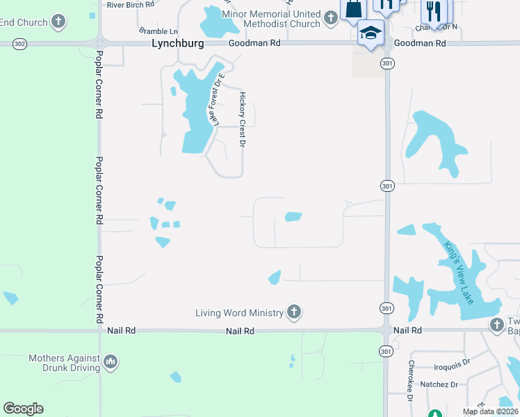 map of restaurants, bars, coffee shops, grocery stores, and more near 6640 Hickory Crest Drive in Walls