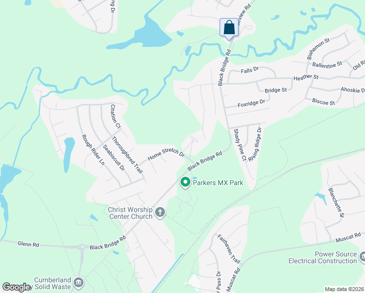 map of restaurants, bars, coffee shops, grocery stores, and more near 4260 Home Stretch Drive in Parkton
