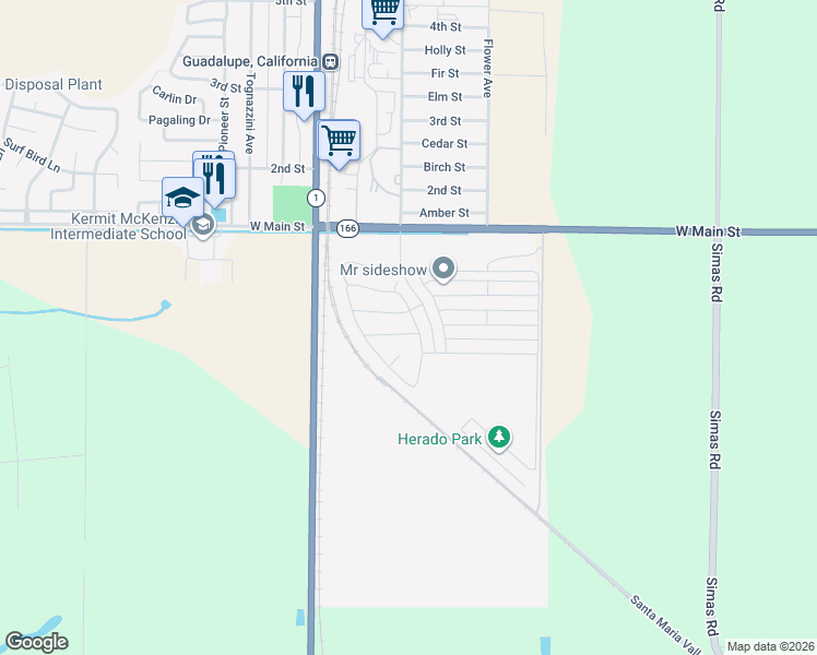 map of restaurants, bars, coffee shops, grocery stores, and more near 4507 Esperanza Drive in Guadalupe