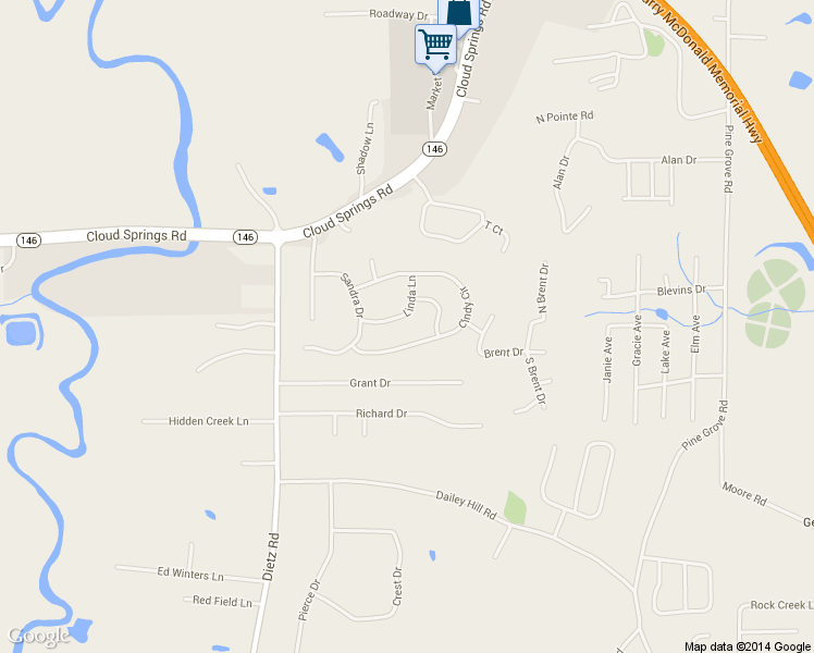 map of restaurants, bars, coffee shops, grocery stores, and more near 98 Linda Ln in Ringgold