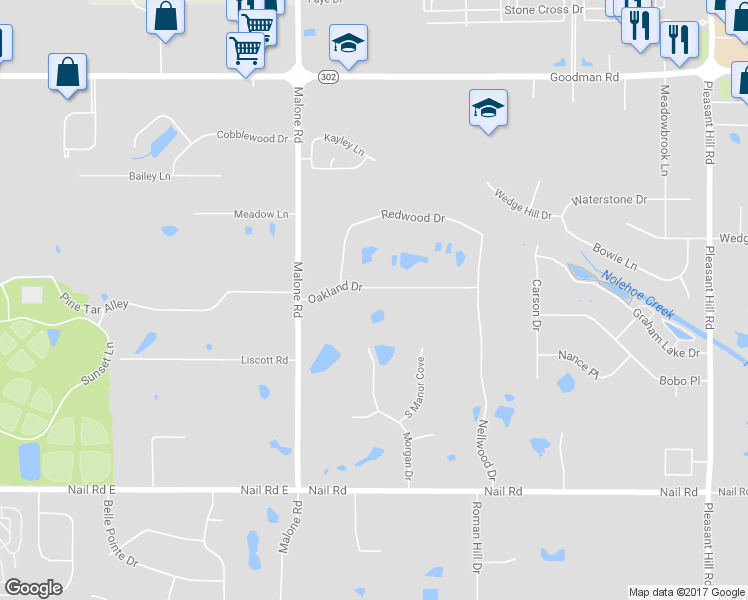 map of restaurants, bars, coffee shops, grocery stores, and more near 4185 Oakland Drive in Olive Branch