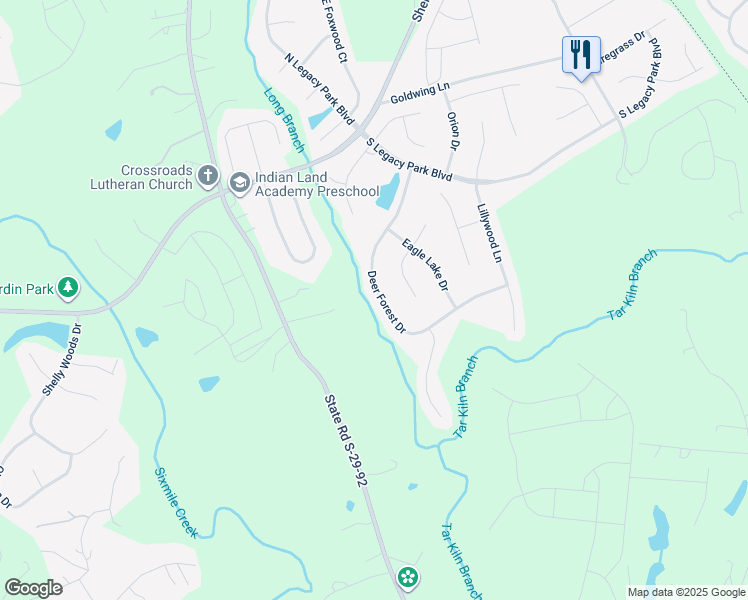 map of restaurants, bars, coffee shops, grocery stores, and more near 1458 Deer Forest Drive in Fort Mill