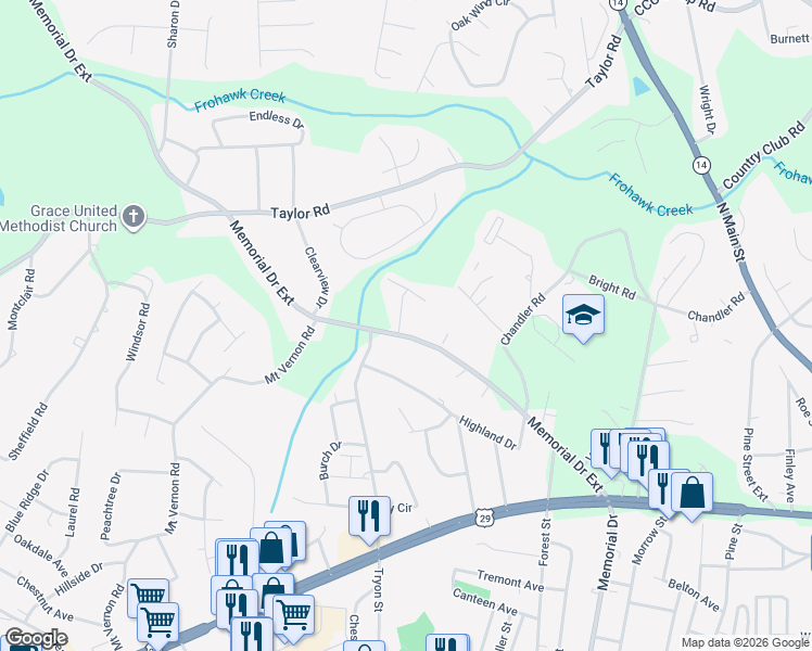map of restaurants, bars, coffee shops, grocery stores, and more near 561 County Road 110 in Greer