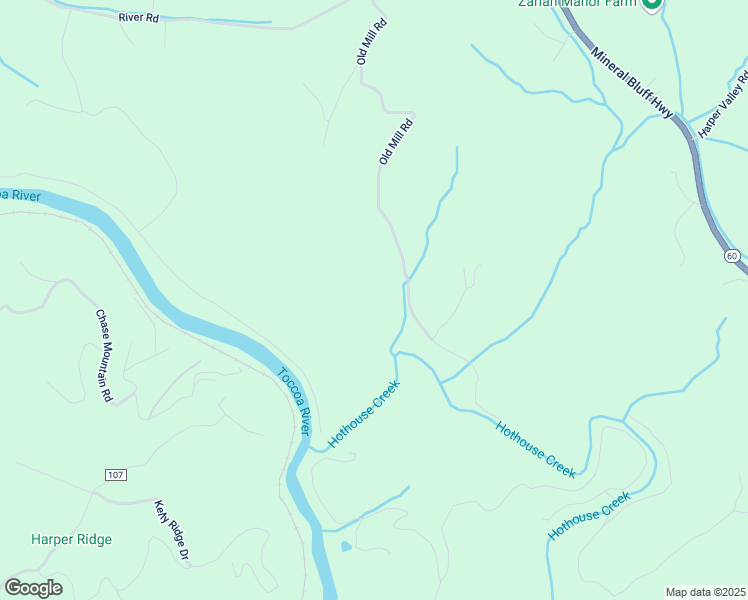 map of restaurants, bars, coffee shops, grocery stores, and more near 942 Old Mill Road in Mineral Bluff