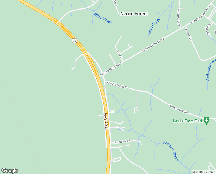 map of restaurants, bars, coffee shops, grocery stores, and more near 7080 U.S. 70 in New Bern