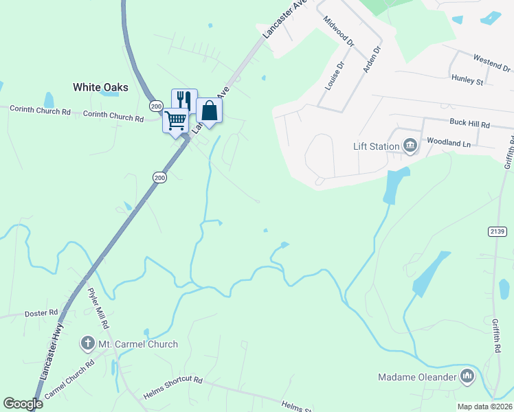 map of restaurants, bars, coffee shops, grocery stores, and more near 1801 Avery Parker Road in Monroe
