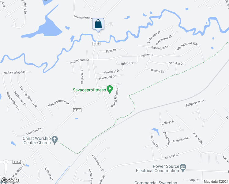 map of restaurants, bars, coffee shops, grocery stores, and more near 5516 Rising Ridge Drive in Hope Mills