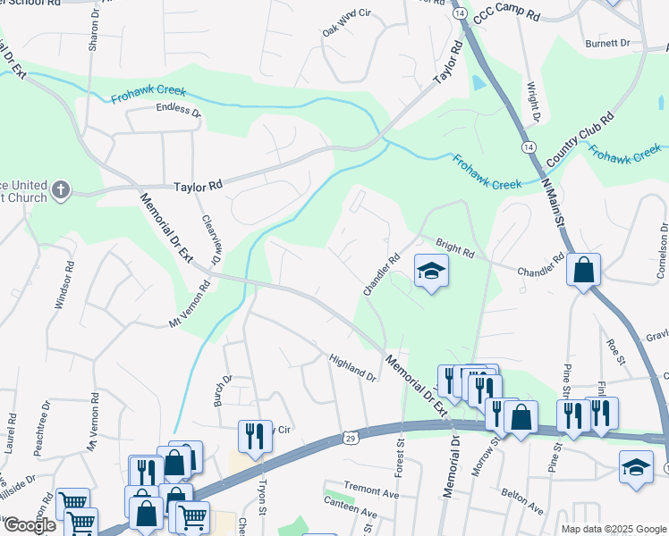 map of restaurants, bars, coffee shops, grocery stores, and more near 111 Becky Don Drive in Greer