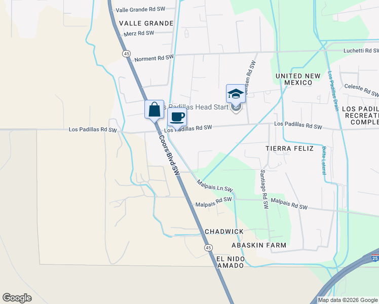 map of restaurants, bars, coffee shops, grocery stores, and more near 7524 Coors Boulevard Southwest in Albuquerque