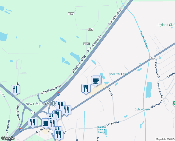 map of restaurants, bars, coffee shops, grocery stores, and more near 2817 McNeill Cove in Cabot