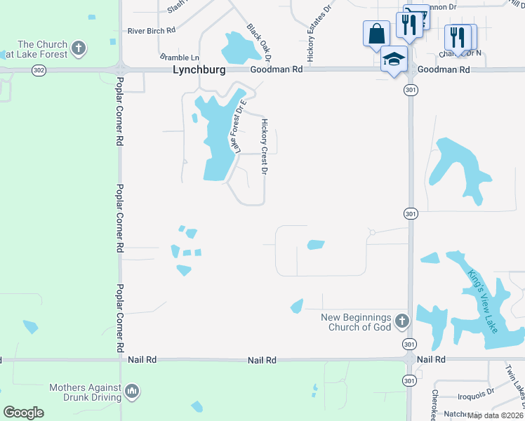 map of restaurants, bars, coffee shops, grocery stores, and more near 6630 Hickory Crest Drive South in Walls