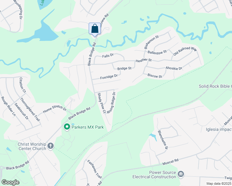 map of restaurants, bars, coffee shops, grocery stores, and more near 5507 Rising Ridge Drive in Hope Mills