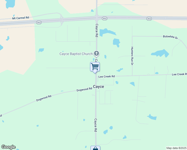 map of restaurants, bars, coffee shops, grocery stores, and more near 3971 Cayce Road in Byhalia
