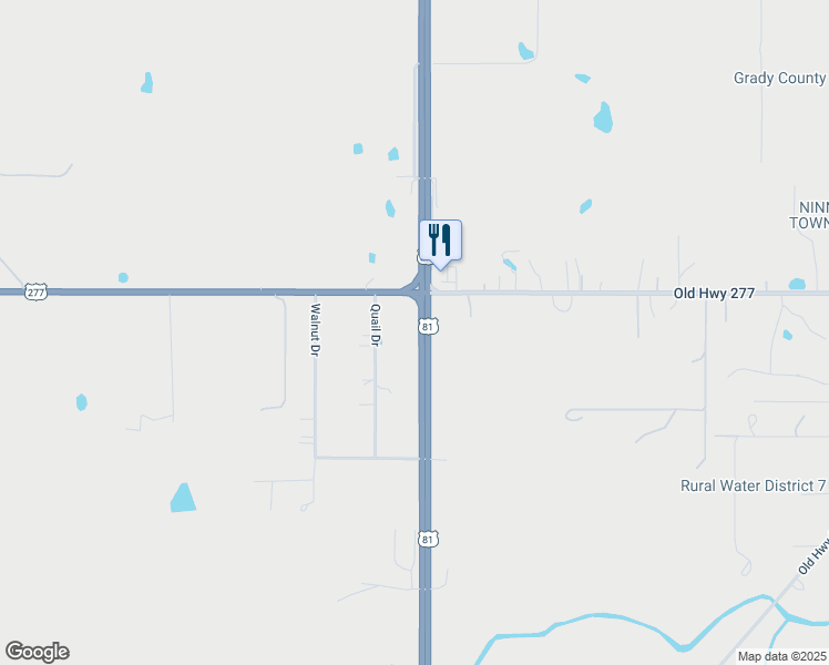 map of restaurants, bars, coffee shops, grocery stores, and more near 1251 U.S. 277 in Ninnekah