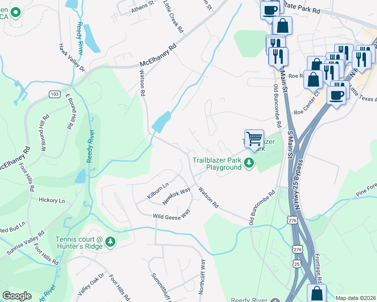 map of restaurants, bars, coffee shops, grocery stores, and more near 163 Watson Road in Travelers Rest