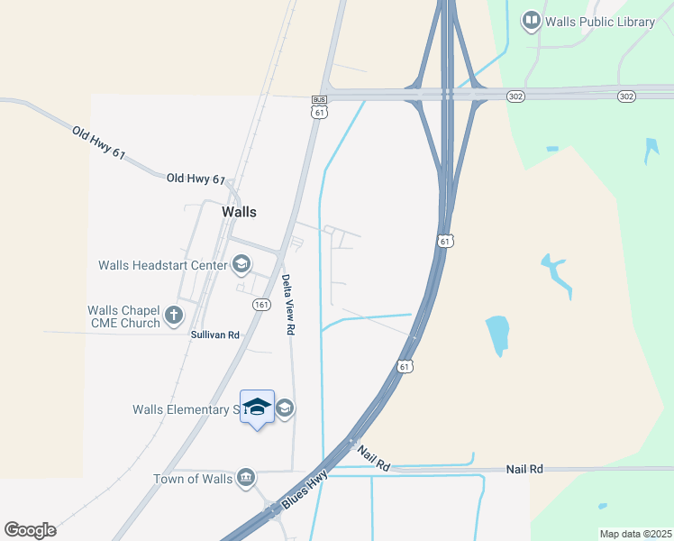 map of restaurants, bars, coffee shops, grocery stores, and more near 6800 Mississippi 161 in Walls
