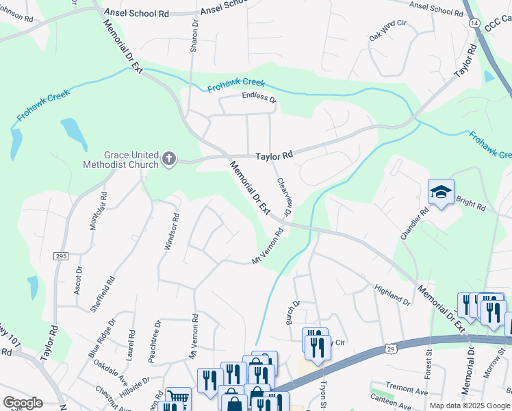 map of restaurants, bars, coffee shops, grocery stores, and more near 610 Memorial Drive Extension in Greer