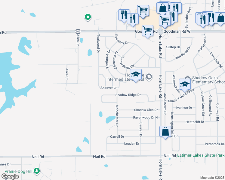 map of restaurants, bars, coffee shops, grocery stores, and more near 4349 Andover Lane in Horn Lake