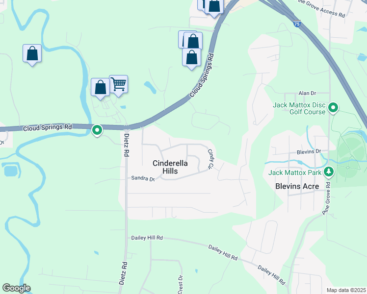 map of restaurants, bars, coffee shops, grocery stores, and more near 126 Cindy Circle in Ringgold