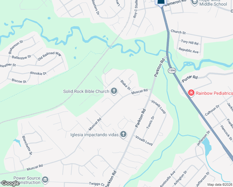 map of restaurants, bars, coffee shops, grocery stores, and more near 5444 Muscat Road in Hope Mills