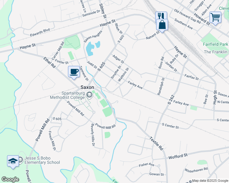 map of restaurants, bars, coffee shops, grocery stores, and more near 212 Case Avenue in Spartanburg