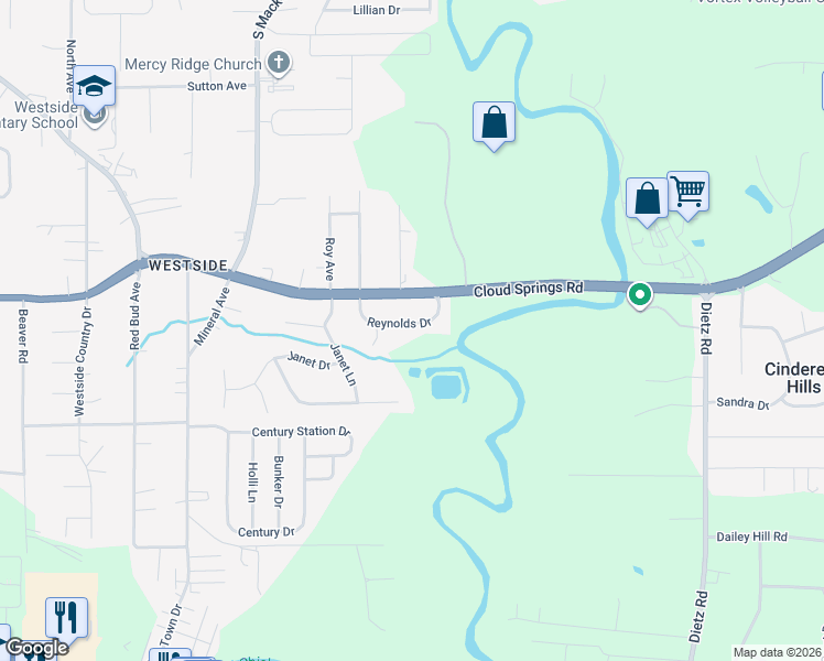 map of restaurants, bars, coffee shops, grocery stores, and more near 168 Reynolds Drive in Rossville