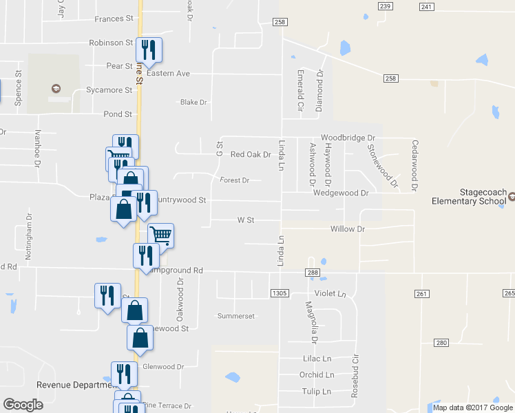 map of restaurants, bars, coffee shops, grocery stores, and more near 35 Countrywood Street in Cabot