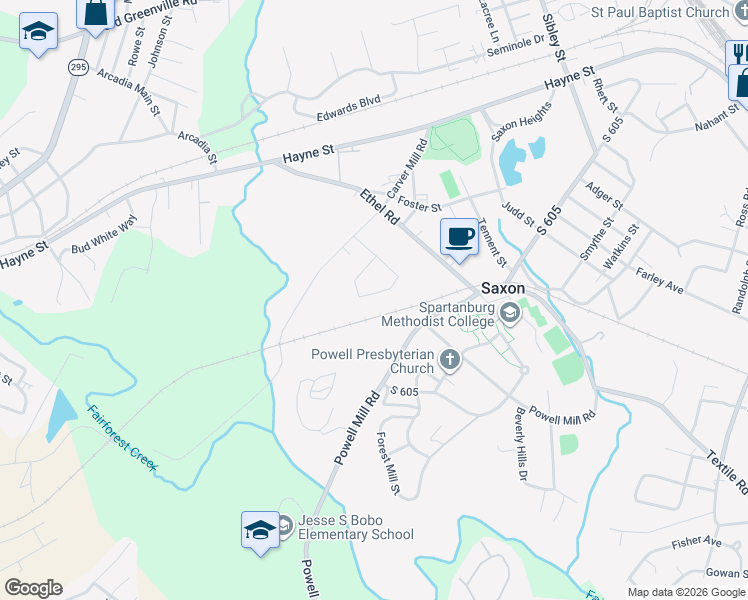 map of restaurants, bars, coffee shops, grocery stores, and more near 270 Pioneer Place in Spartanburg