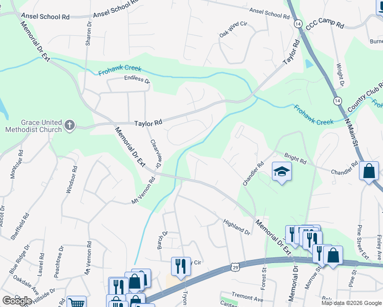 map of restaurants, bars, coffee shops, grocery stores, and more near 146 Fox Run Circle in Greer
