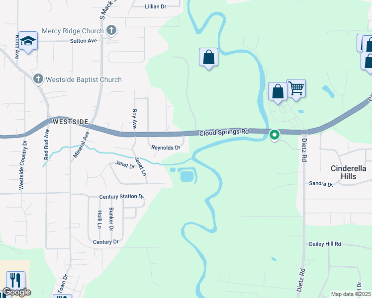 map of restaurants, bars, coffee shops, grocery stores, and more near 220 Reynolds Drive in Rossville