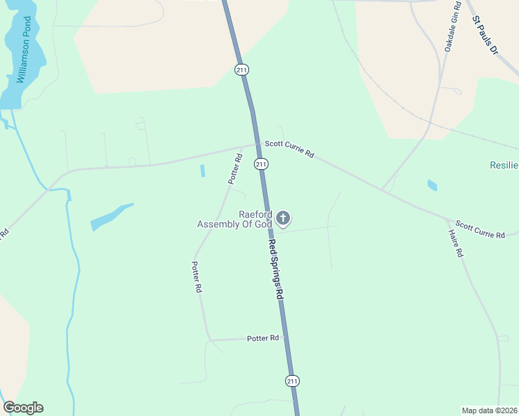 map of restaurants, bars, coffee shops, grocery stores, and more near 1448 Red Springs Road in Raeford