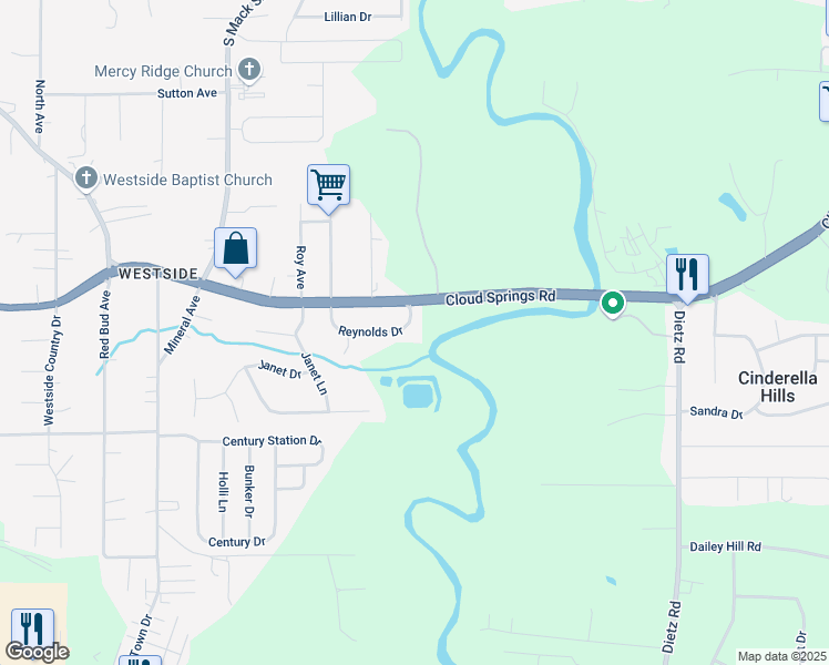 map of restaurants, bars, coffee shops, grocery stores, and more near 220 Reynolds Drive in Rossville