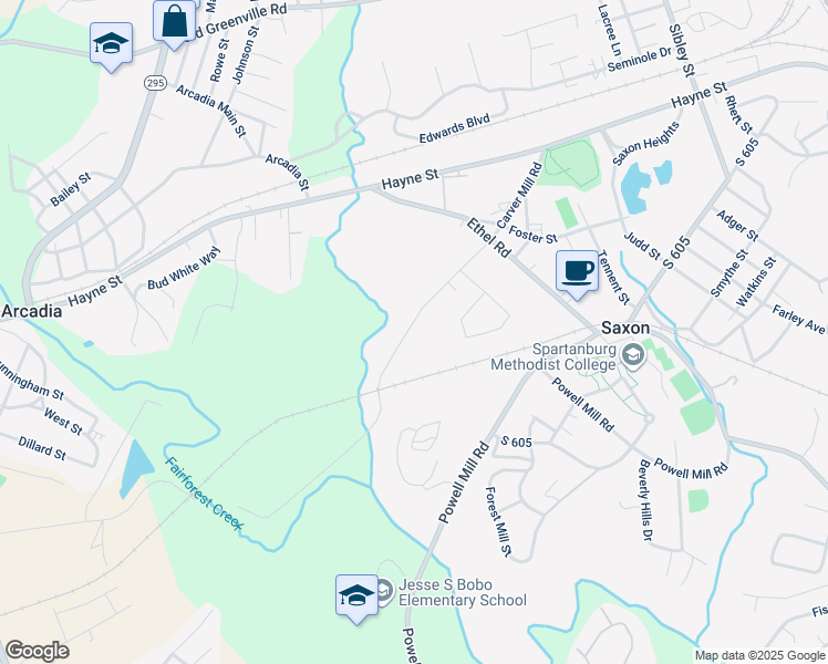 map of restaurants, bars, coffee shops, grocery stores, and more near 547 Carver Mill Road in Spartanburg