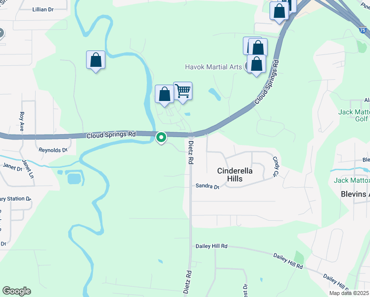 map of restaurants, bars, coffee shops, grocery stores, and more near 124 Park Industrial Boulevard in Ringgold