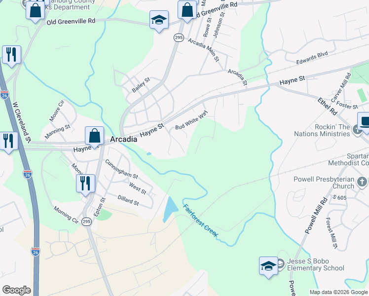 map of restaurants, bars, coffee shops, grocery stores, and more near 691 Arcadia Station Road in Arcadia