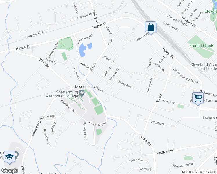 map of restaurants, bars, coffee shops, grocery stores, and more near 212 Case Avenue in Spartanburg