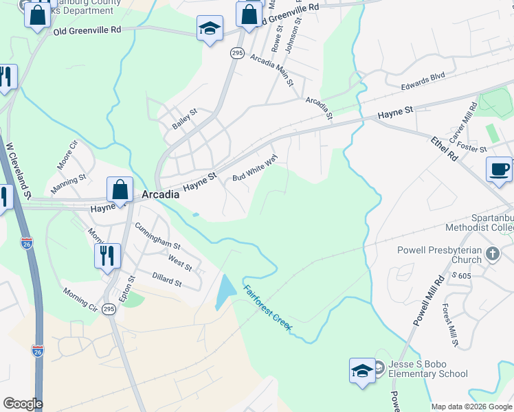 map of restaurants, bars, coffee shops, grocery stores, and more near 691 Arcadia Station Road in Arcadia