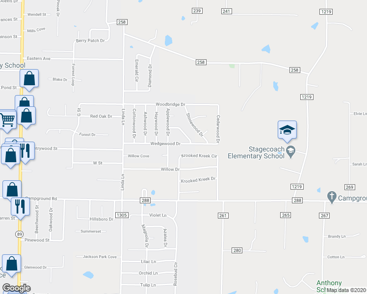 map of restaurants, bars, coffee shops, grocery stores, and more near 41 Wedgewood Drive in Cabot