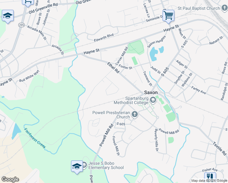 map of restaurants, bars, coffee shops, grocery stores, and more near 270 Pioneer Place in Spartanburg