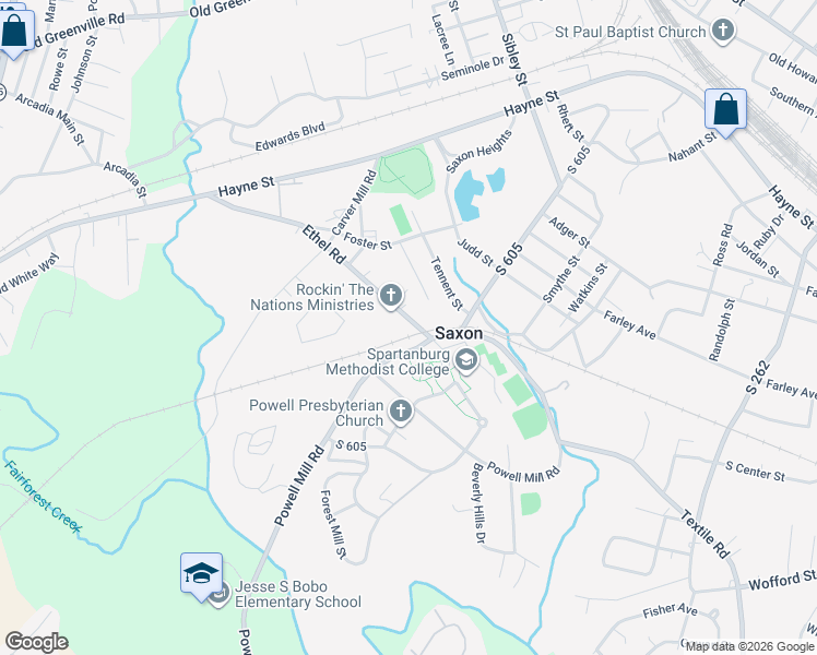 map of restaurants, bars, coffee shops, grocery stores, and more near Textile Road in Spartanburg