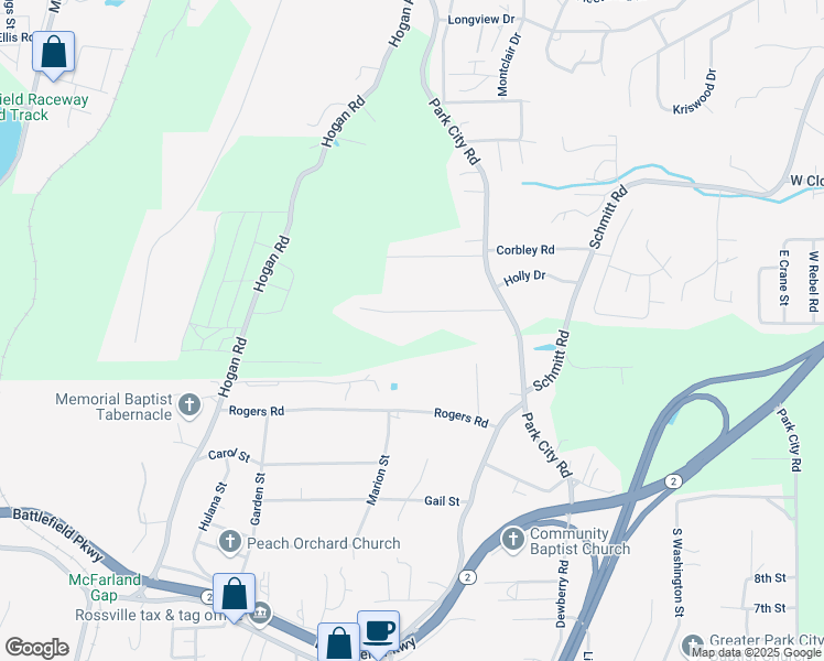 map of restaurants, bars, coffee shops, grocery stores, and more near 121 Cleveland Road in Rossville