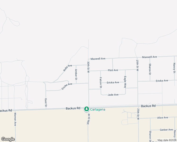 map of restaurants, bars, coffee shops, grocery stores, and more near 30th Street West in Mojave