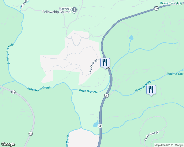 map of restaurants, bars, coffee shops, grocery stores, and more near 5300 Pine Crest Road in Young Harris