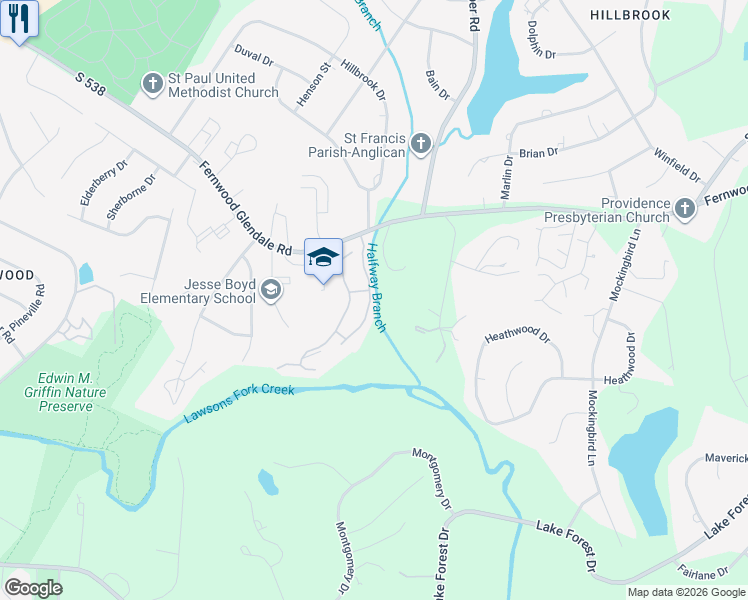 map of restaurants, bars, coffee shops, grocery stores, and more near 27 Summercreek Drive in Spartanburg