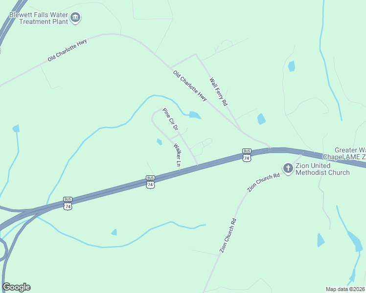 map of restaurants, bars, coffee shops, grocery stores, and more near 126 Pine Circle Drive in Rockingham