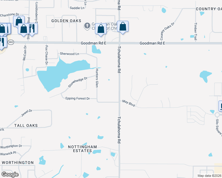 map of restaurants, bars, coffee shops, grocery stores, and more near 6629 Tchulahoma Road in Southaven