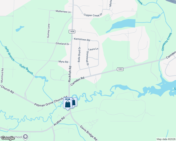 map of restaurants, bars, coffee shops, grocery stores, and more near 100-102 2 Hours Court in Raeford