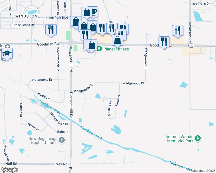 map of restaurants, bars, coffee shops, grocery stores, and more near 5295 Wedgewood Drive in Olive Branch