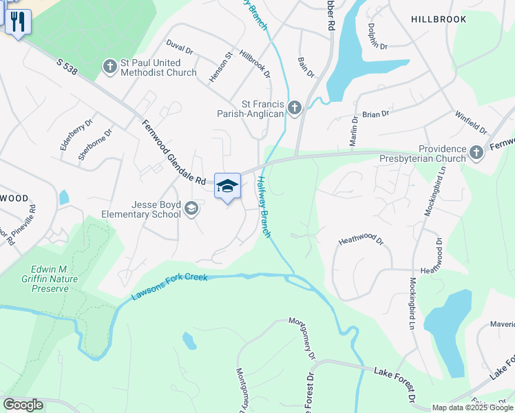 map of restaurants, bars, coffee shops, grocery stores, and more near 28 Summercreek Drive in Spartanburg