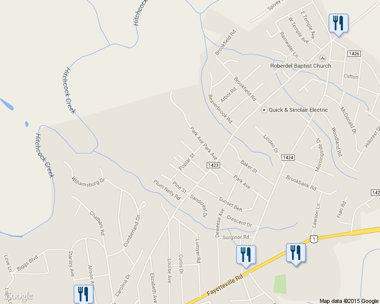 map of restaurants, bars, coffee shops, grocery stores, and more near 1610 Pecan Street in Rockingham